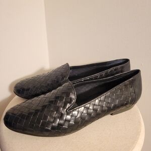 Sesto Meucci Black Woven Leather Loafers size 10